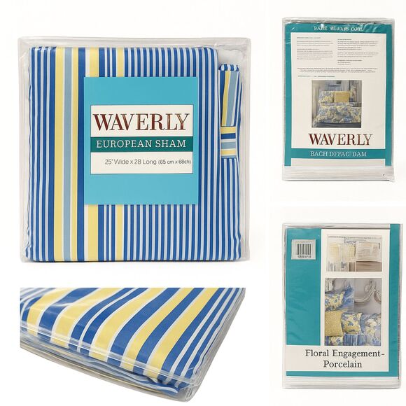 Waverly European Sham Floral Engagement Porcelain Striped 26x26 New in Package - Picture 1 of 3